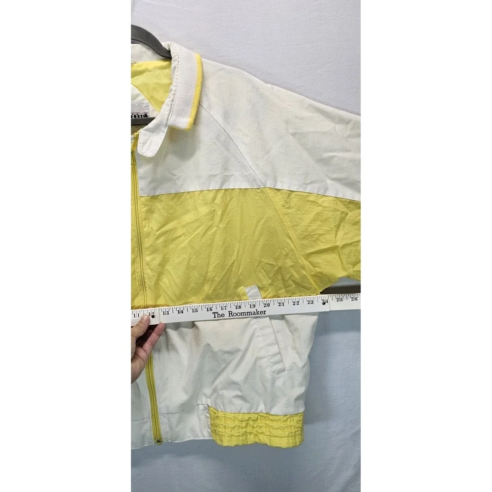 Vintage J.B. Scott Windbreaker Jacket Yellow White Full Zip USA Large‎ Retro